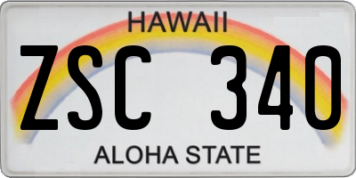 HI license plate ZSC340