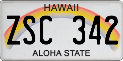 HI license plate ZSC342