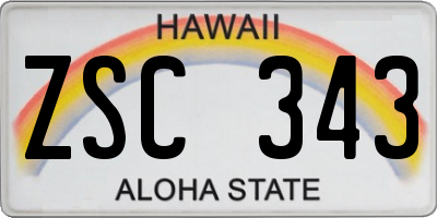 HI license plate ZSC343