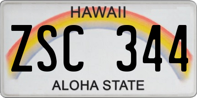 HI license plate ZSC344