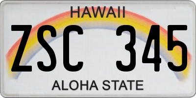 HI license plate ZSC345