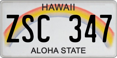HI license plate ZSC347