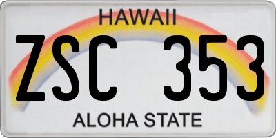 HI license plate ZSC353