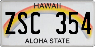 HI license plate ZSC354