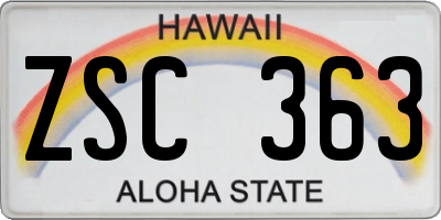 HI license plate ZSC363