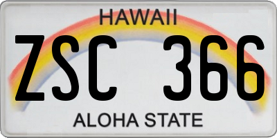 HI license plate ZSC366