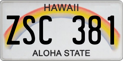 HI license plate ZSC381