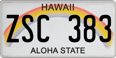 HI license plate ZSC383