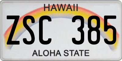 HI license plate ZSC385