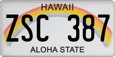 HI license plate ZSC387