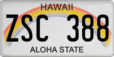 HI license plate ZSC388