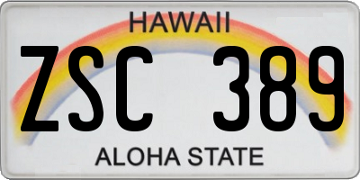 HI license plate ZSC389
