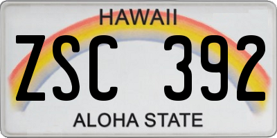 HI license plate ZSC392