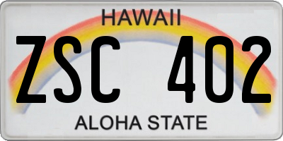 HI license plate ZSC402