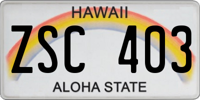 HI license plate ZSC403