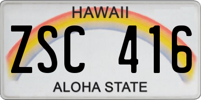 HI license plate ZSC416