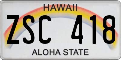 HI license plate ZSC418