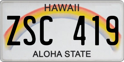 HI license plate ZSC419