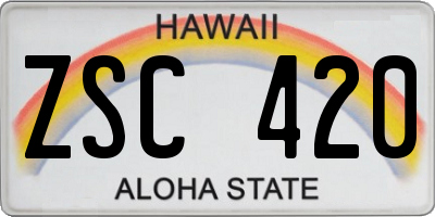 HI license plate ZSC420