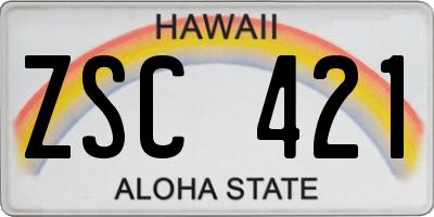 HI license plate ZSC421