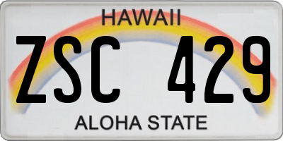 HI license plate ZSC429