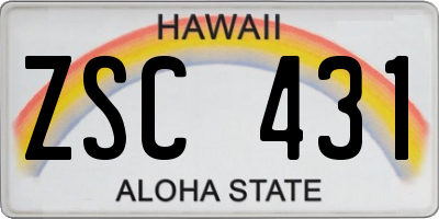 HI license plate ZSC431