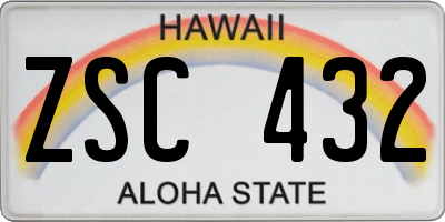 HI license plate ZSC432