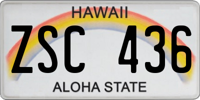 HI license plate ZSC436