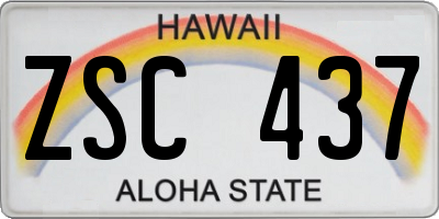 HI license plate ZSC437