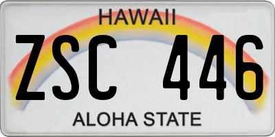 HI license plate ZSC446