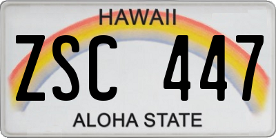 HI license plate ZSC447