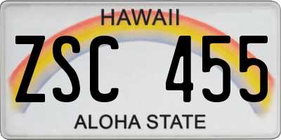 HI license plate ZSC455