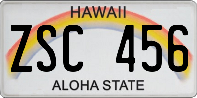 HI license plate ZSC456