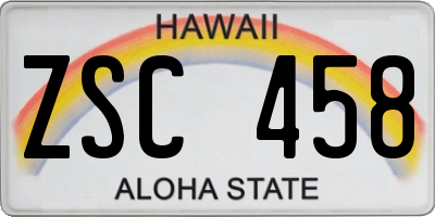 HI license plate ZSC458