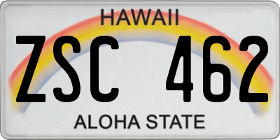 HI license plate ZSC462