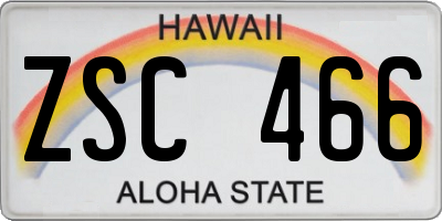 HI license plate ZSC466