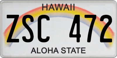 HI license plate ZSC472