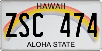 HI license plate ZSC474