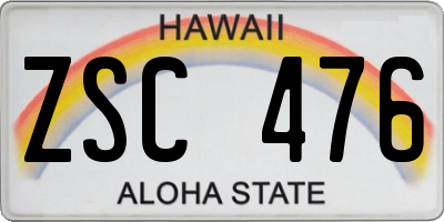HI license plate ZSC476