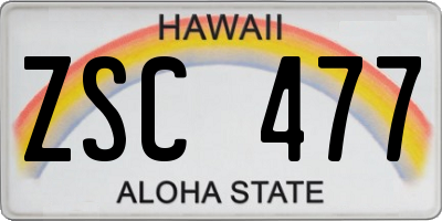 HI license plate ZSC477