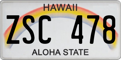 HI license plate ZSC478