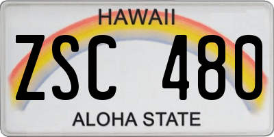 HI license plate ZSC480