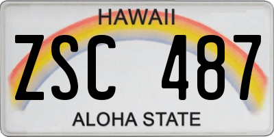 HI license plate ZSC487