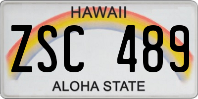 HI license plate ZSC489