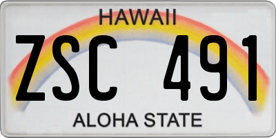 HI license plate ZSC491