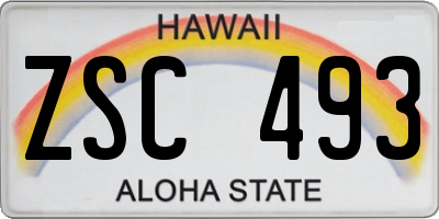 HI license plate ZSC493