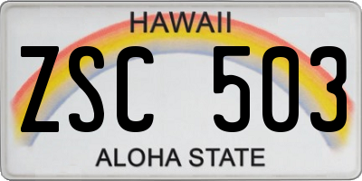 HI license plate ZSC503