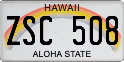 HI license plate ZSC508