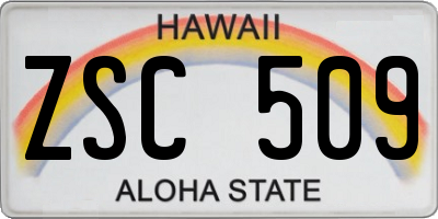 HI license plate ZSC509
