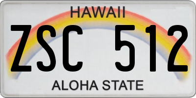 HI license plate ZSC512